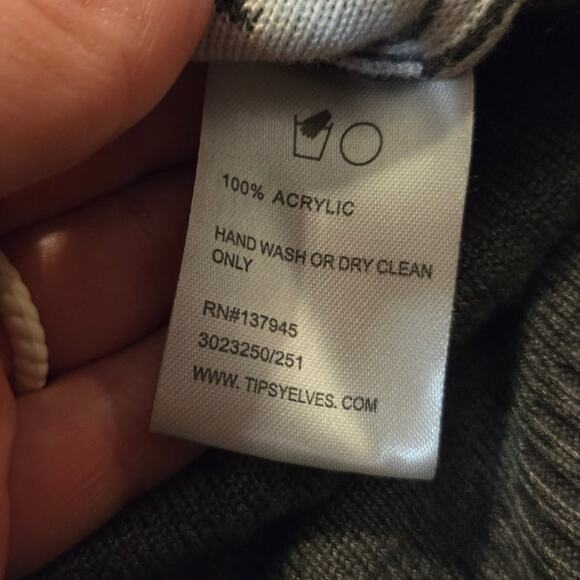 tipsy elves santa holiday sweater ugly Christmas sweater snowflakes grey XS - Picture 3 of 5